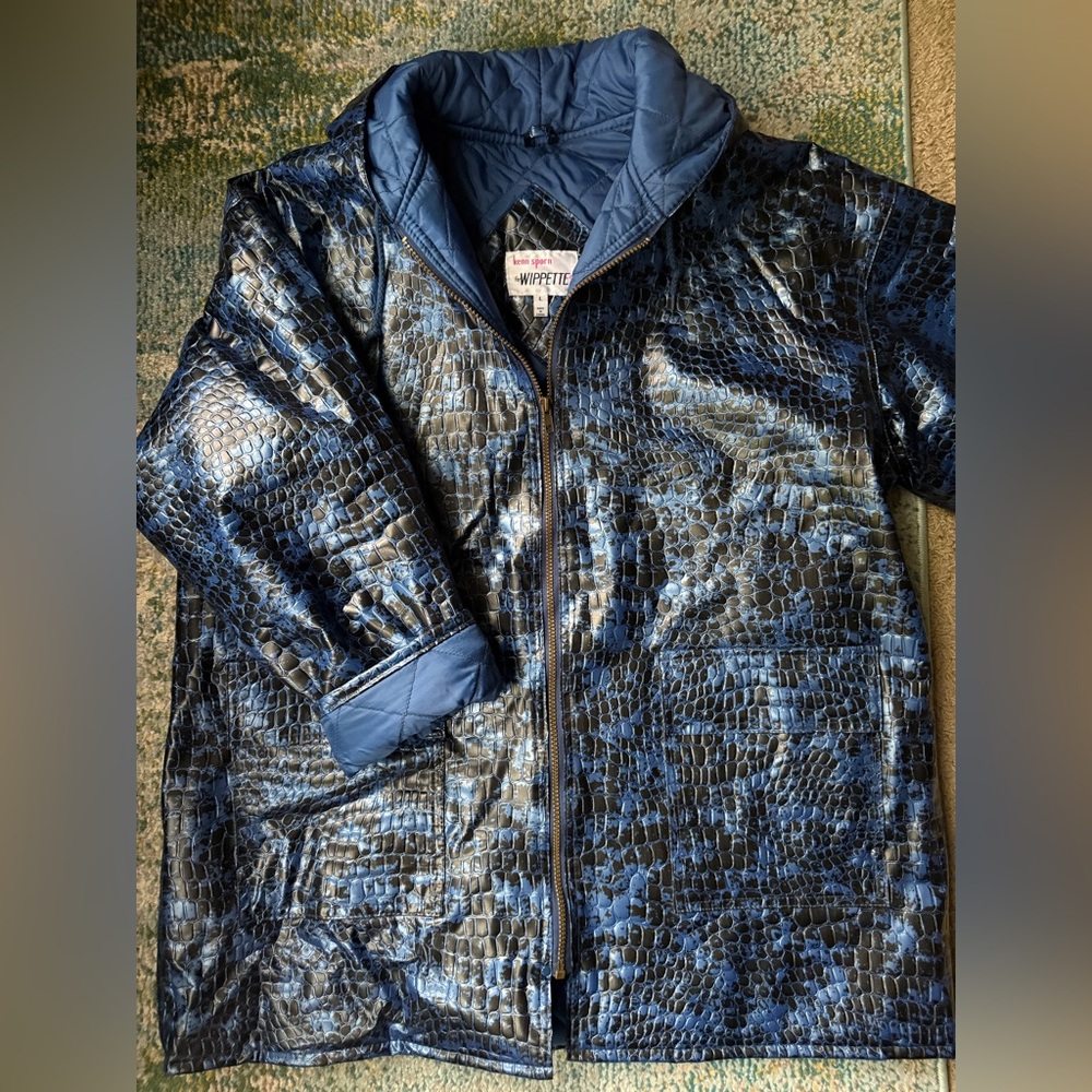 Vintage Kenn Sporn Wippette snakeskin quilted hooded rain coat, size large - Picture 9 of 16